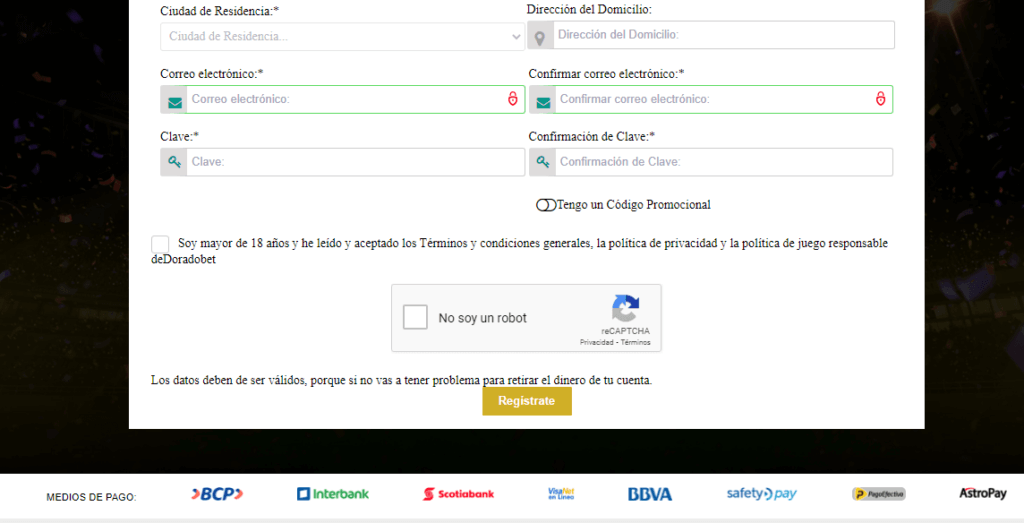 DoradoBet casino registro