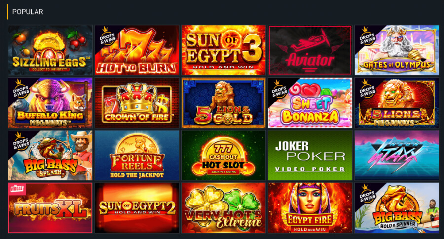 Catálogo de juegos de Melbet Casino