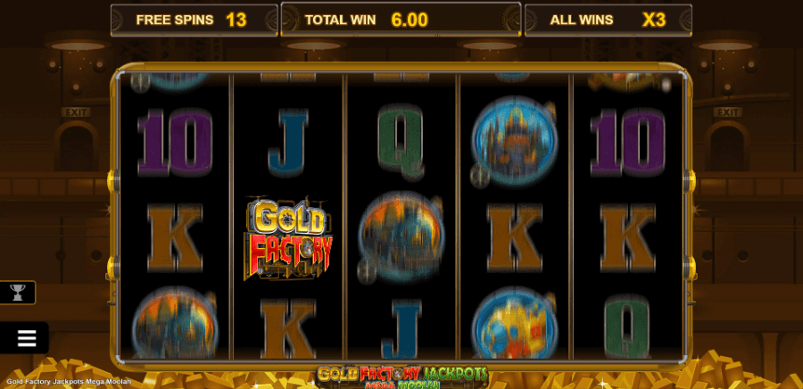 Partida de tragamonedas Gold Factory Jackpots Mega Moolah de Microgaming