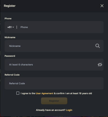 registro de cuenta en Oncasino