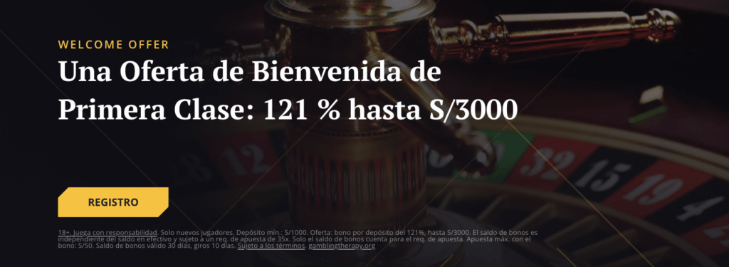 Obtén una oferta de Bienvenida de Primera clase de 121% hasta S/3000 de 21 Casino para Perú