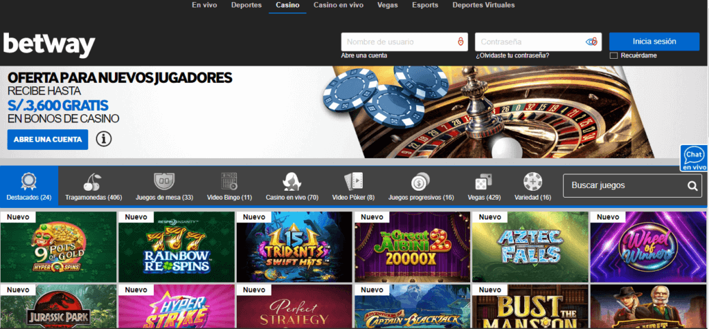 Betway casino Perú registro 