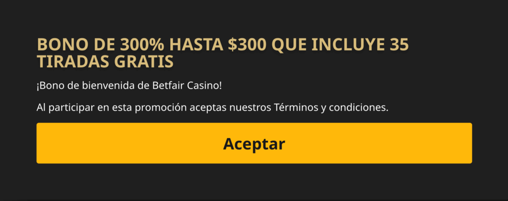 Bono de bienvenida de Betfair para Perú