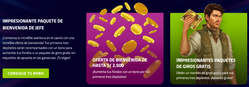 Bono de bienvenida de CasinoJEFE para Perú