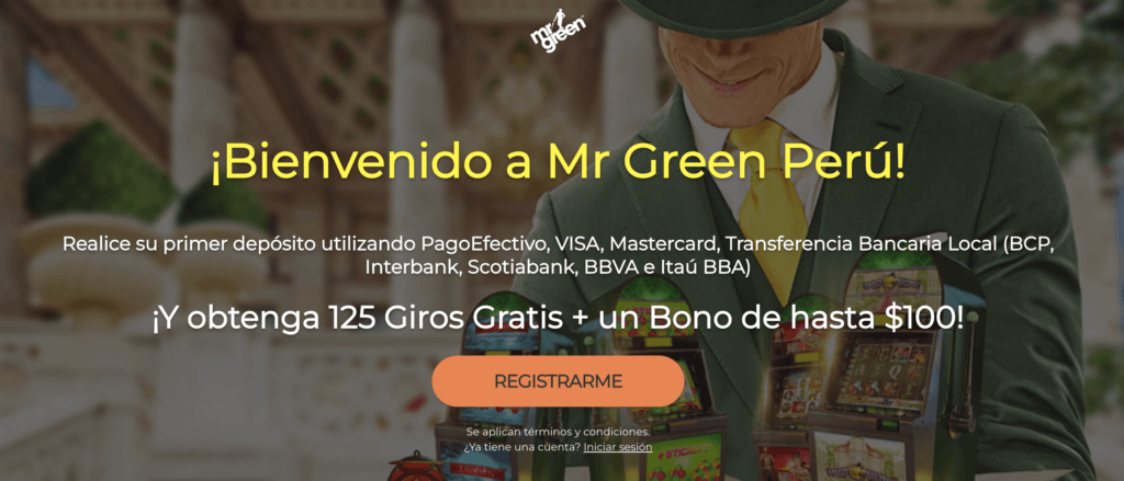 Bono de bienvenida de Mr Green para Perú