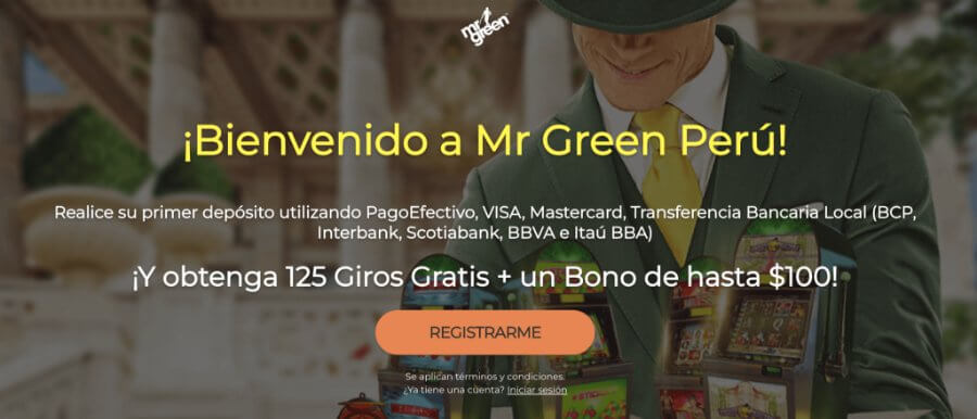 Bono de bienvenida de Mr Green en Perú