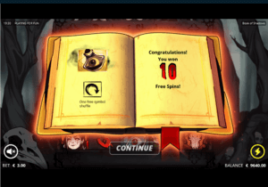 Función Giros gratis en Book of Shadows