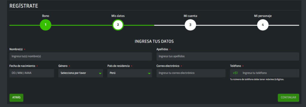 Datos personales en Strendus