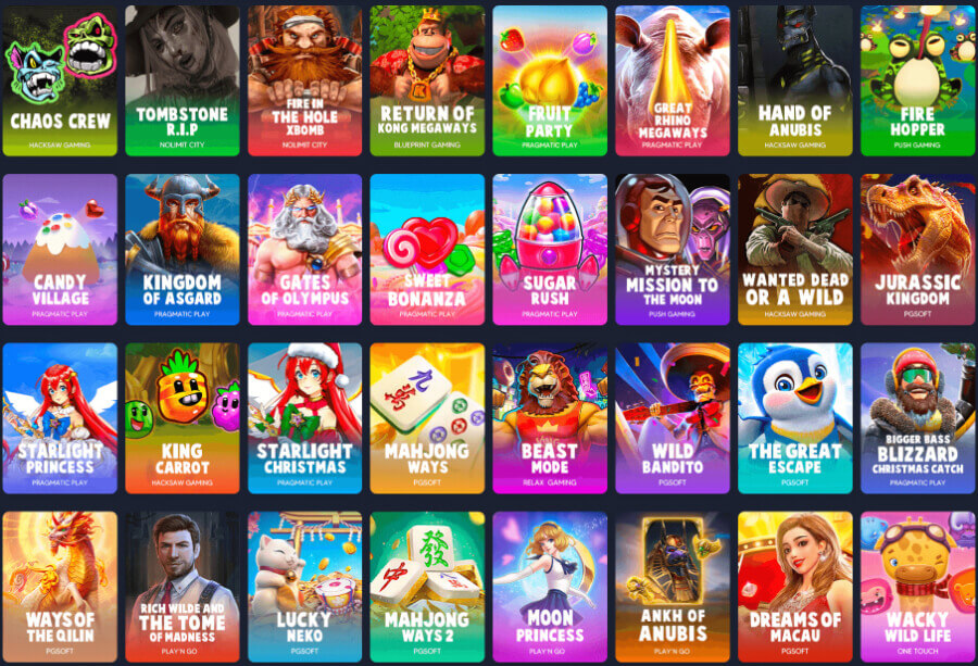 Sección de juegos de casino K8