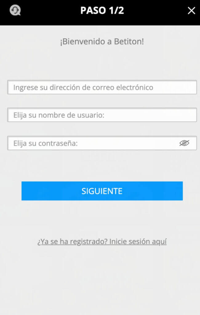 Registro en Betiton casino Perú