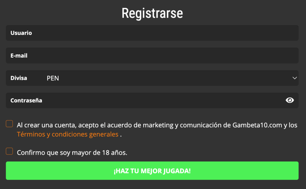 Registro en Gambeta10