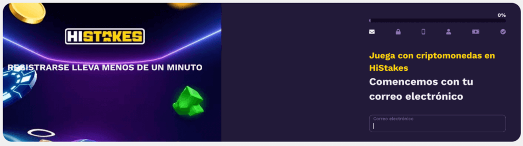 Registro en HiStakes