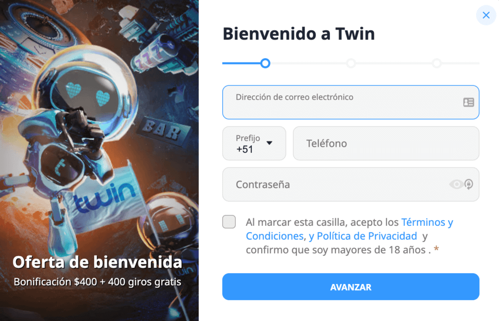 Registro en Twin