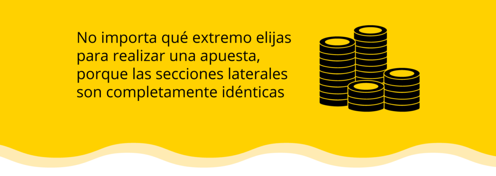 No importa qué extremo elijas para realizar una apuesta, porque las secciones laterales son completamente idénticas