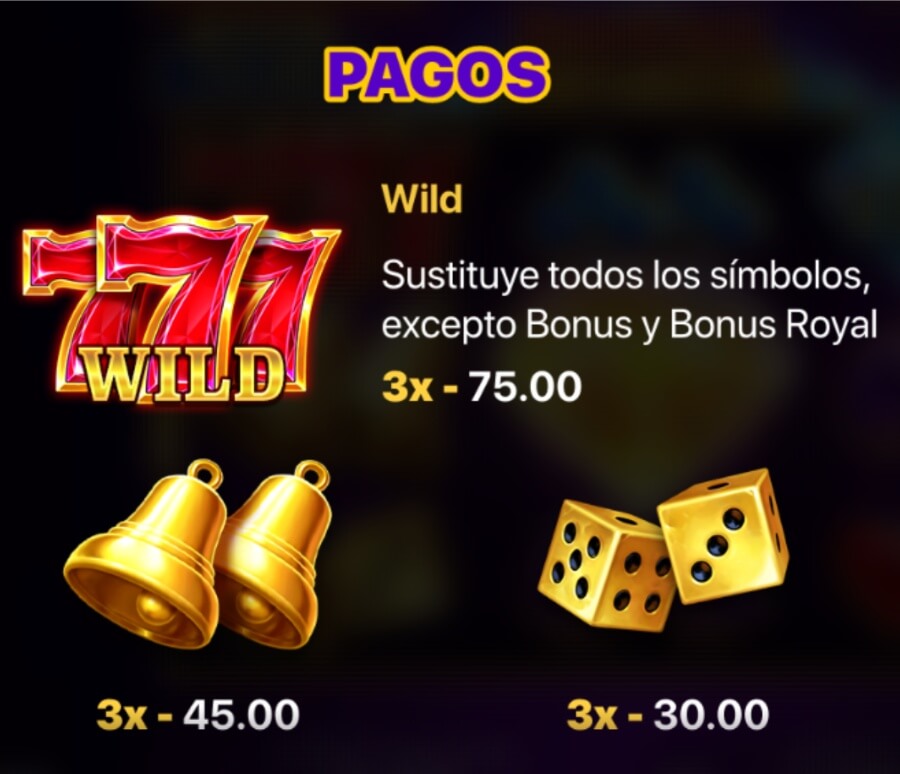 Símbolos y pagos en Royal Fortunator: Hold and Win