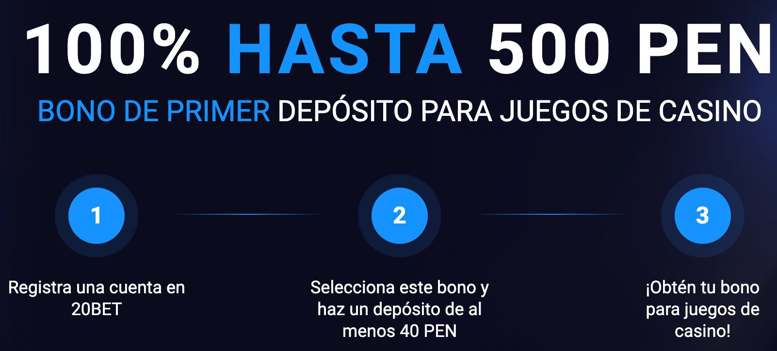 Bono de bienvenida de 20BET para Perú